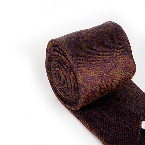 MATTABISCH BROWN, SADDLE BROWN PAISLEY TIE | MENS - Picture 3 of 4
